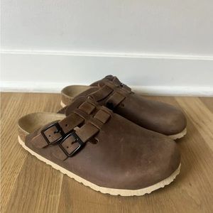 100% Genuine Leather Clogs Mules Slip on Shoes Size 36 / Wns 6